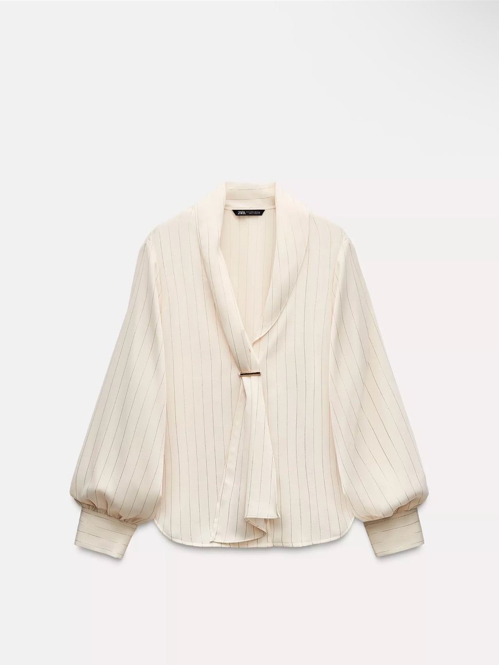 Zara Cream Satin Pinstripe Blouse